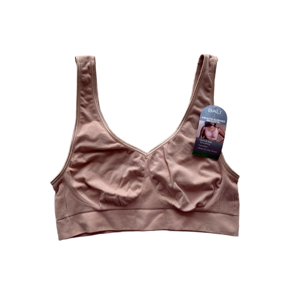 Bali Smooth Support Bralette Women's L Nude Seamless Wireless Bra DFBRAL NWT